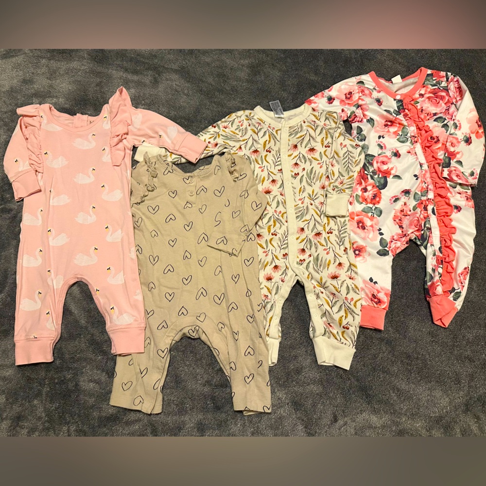 Baby Girl 3-6 month Sleeper Jumper No Footies Bundle